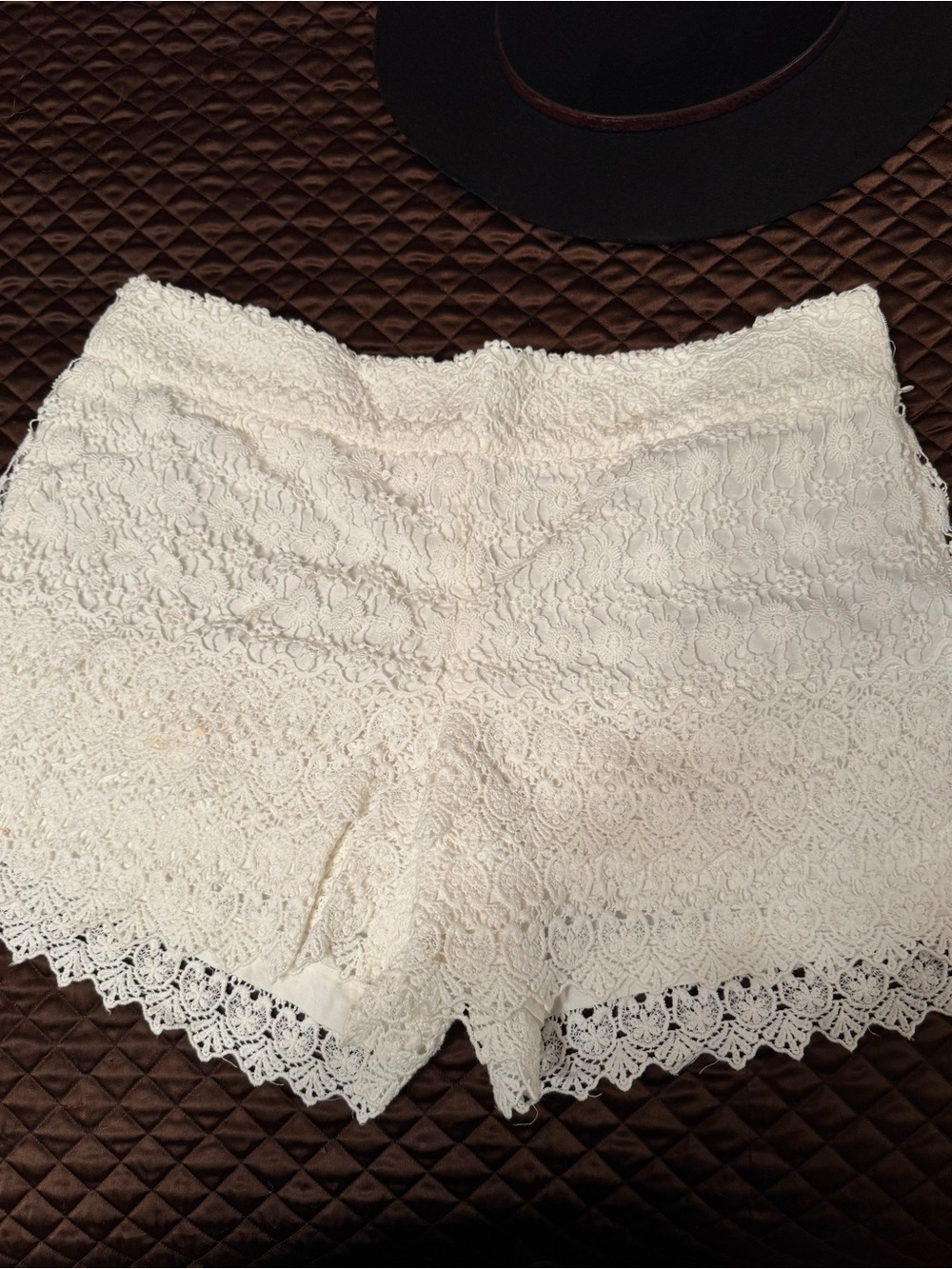 LOFT White Lace-Trim Shorts